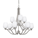 Люстра двухъярусная с белыми матовыми стеклянными плафонами в форме винных бокалов Feiss варинант исполнения - 1 | Loft Concept в Липецке