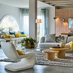 Кресло изогнутое с обивкой из ткани букле Smooth Bend Boucle Chair варинант исполнения - 8 | Loft Concept в Липецке