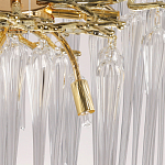 Люстра золотого цвета с декоративными ветками и длинными прозрачными стеклянными подвесами в форме сосулек Droplet Chandelier варинант исполнения - 9 | Loft Concept в Липецке