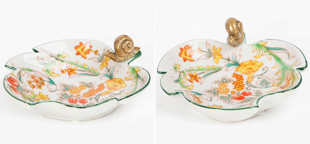 Пепельница фарфоровая с бронзовой улиткой Snail Пепельница фарфоровая с бронзовой улиткой Snail - Loft-Concept в Липецке