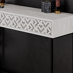 Консоль напольная пыльного белого цвета с выдвижным ящиком с резным орнаментом HEATON CONSOLE OAK варинант исполнения - 4 | Loft Concept в Липецке