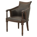 Кресло кожаное на 4-х деревянных ножках из массива березы Ethan Armchair brown варинант исполнения - 3 | Loft Concept в Липецке