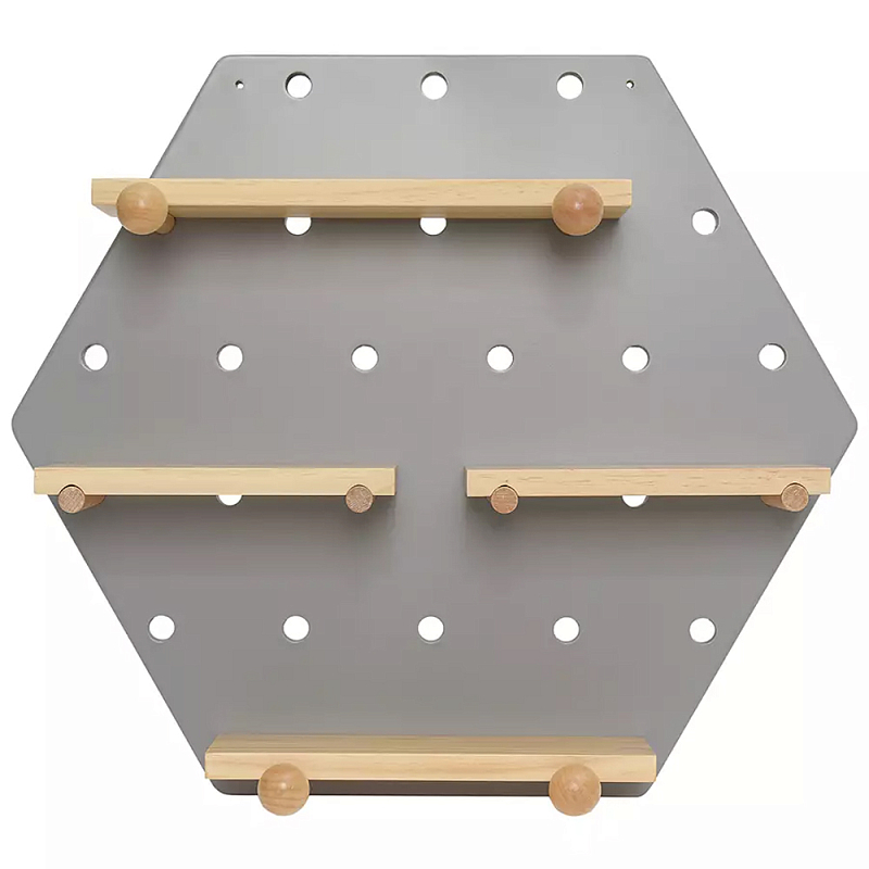 Полка настенная шестиугольная Multifunctional Hexagon Белый Древесина Серый Полка настенная шестиугольная Multifunctional Hexagon Белый Древесина Серый в Липецке | Loft Concept