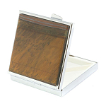 Таблетница карманная квадратная с 4-мя отделениями с зеркалом и накладкой из натурального камня Тигровый глаз Silver Stone Pillboxes варинант исполнения - 2 | Loft Concept в Липецке