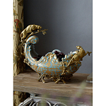 Чаша голубого цвета с оранментом и и бронзовыми фигурами леопардов Eden Garden варинант исполнения - 6 | Loft Concept в Липецке