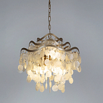 Люстра подвесная с белыми перламутровыми подвесками и изогнутыми золотистыми элементами Диаметр 50 см SHELL Chandelier варинант исполнения - 2 | Loft Concept в Липецке
