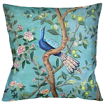 Подушка декоративная с изображением птицы в саду Chinoiserie Bird in the Garden Cushion варинант исполнения - 1 | Loft Concept в Липецке