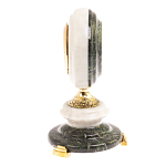 Часы настольные бронзовые из натуральных камней Мрамор и Змеевик Stone Clock варинант исполнения - 9 | Loft Concept в Липецке