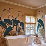 Обои ручная роспись Sarus Cranes Colourway SC-208 on Raw Silk dyed silk варинант исполнения - 1 | Loft Concept в Липецке