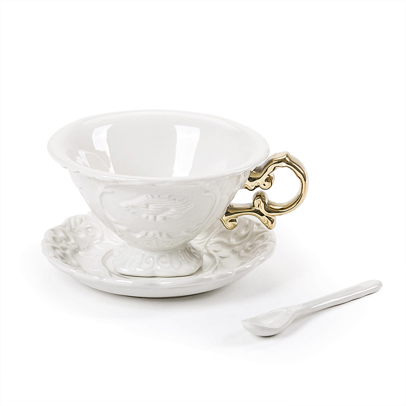 Чайная пара Seletti I-Tea Gold Белый Золотой Чайная пара Seletti I-Tea Gold Белый Золотой в Липецке | Loft Concept