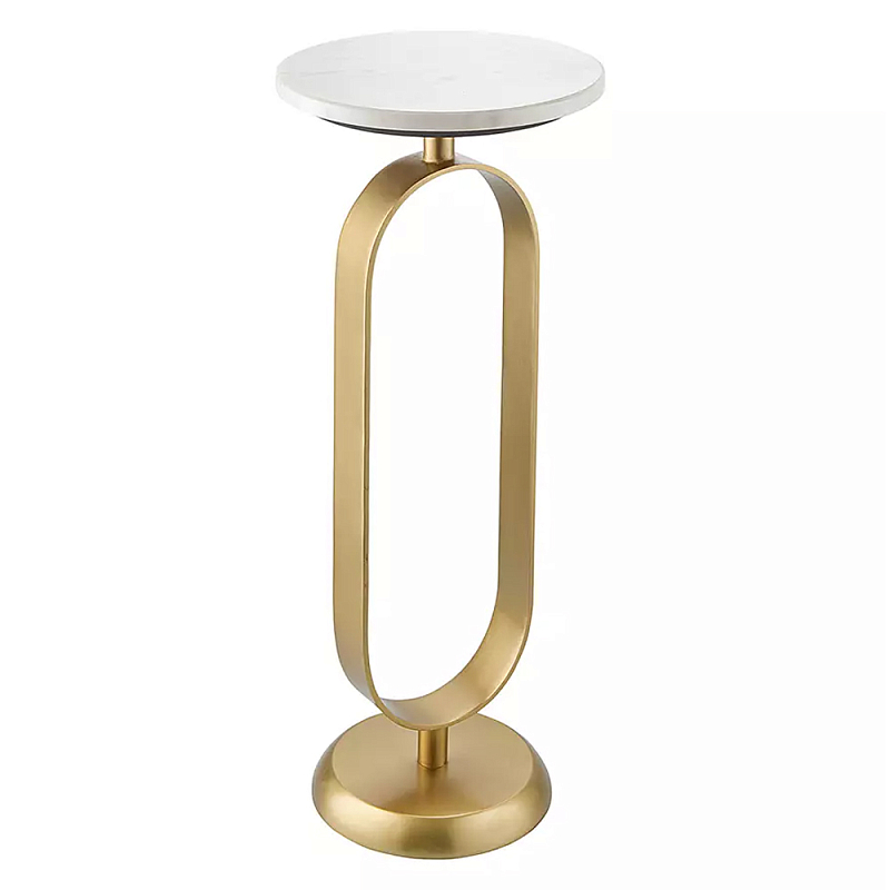 Столик приставной с овальным золотым основанием Oval Gold Base Белый Золотой Столик приставной с овальным золотым основанием Oval Gold Base Белый Золотой в Липецке | Loft Concept