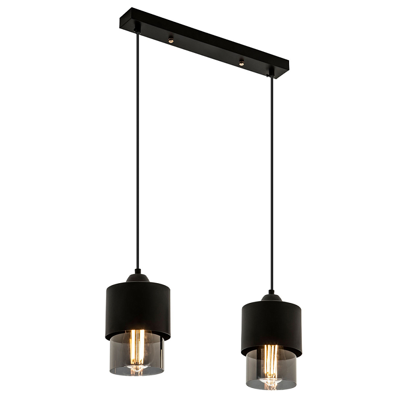 Подвесной светильник с 2-мя плафонами из дымчатого стекла Volta Flos Duo Hanging Lamp Дымчатый (Smoke) Черный в Липецке | Loft Concept 