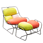 Дизайнерское разноцветное кресло на металлическом каркасе с подставкой для ног Poltronova Plasma Armchair варинант исполнения - 2 | Loft Concept в Липецке