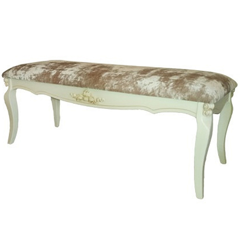Банкетка велюр в стиле прованс Blaise French Seating Banquette Бежевый Коричневый в Липецке | Loft Concept 