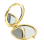 Зеркало карманное круглое двухстороннее из натурального камня Содалит в подарочной упаковке Gold Stone Mirrors варинант исполнения - 2 | Loft Concept в Липецке