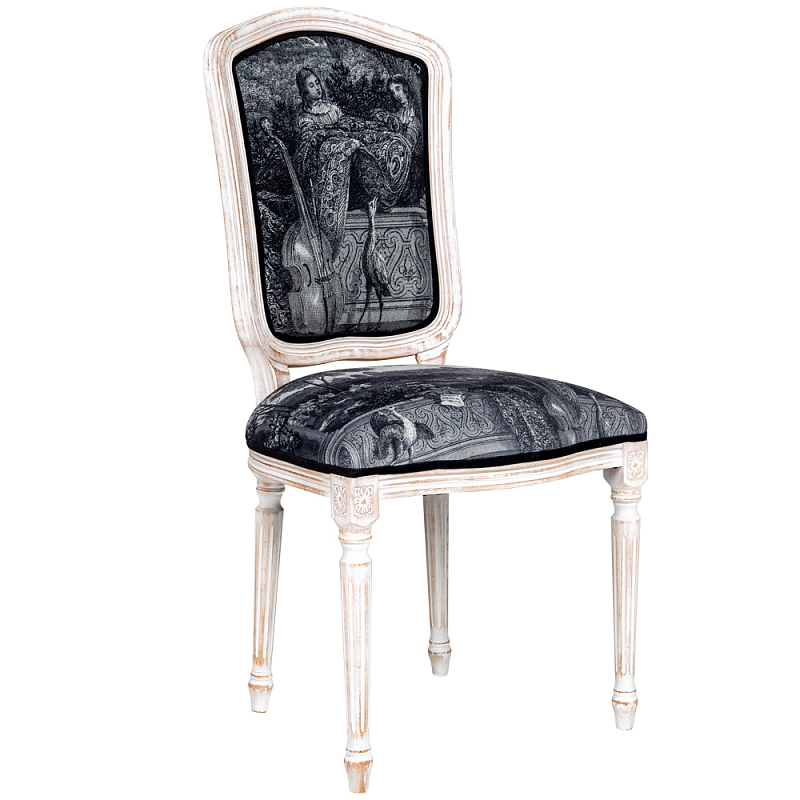 Стул Monceau Palace Stool Черно-белый Белый винтажная патина Стул Monceau Palace Stool Черно-белый Белый винтажная патина в Липецке | Loft Concept