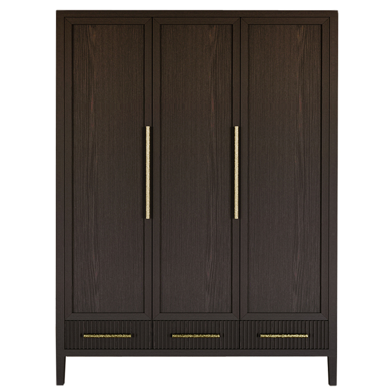 Большой Шкаф Primo Темный орех с 3 дверьми и 3 выдвижными ящиками Темный дуб Золотой в Липецке | Loft Concept 