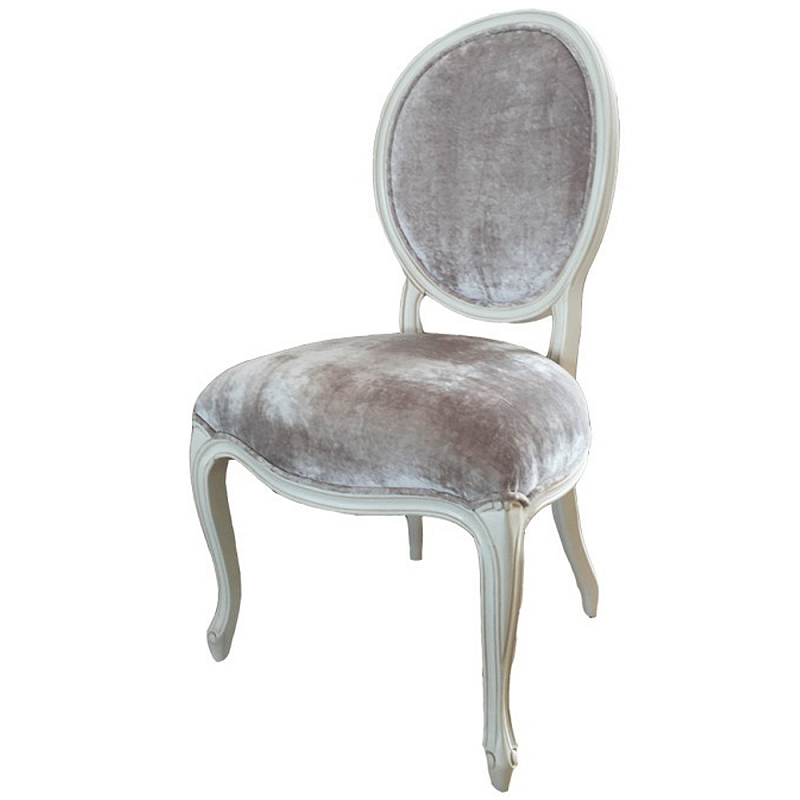 Стул в стиле прованс велюр Sylvie French Seating Chair Белый Бежево-серый Стул в стиле прованс велюр Sylvie French Seating Chair Белый Бежево-серый в Липецке | Loft Concept