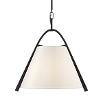 Подвесной светильник в форме конуса с белым тканевым абажуром и чёрным каркасом Stylish Solution варинант исполнения - 1 | Loft Concept в Липецке