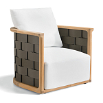 Дизайнерское уличное кресло из массива дерева с плетеной спинкой PALINFRASCA Armchair варинант исполнения - 6 | Loft Concept в Липецке