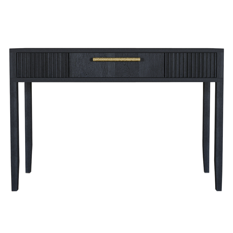 Элегантная Консоль Primo с выдвижным ящиком Черный дуб Черный матовый Золотой в Липецке | Loft Concept 