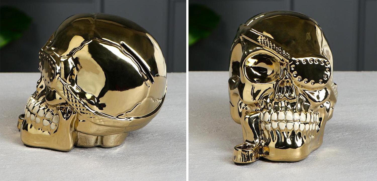Статуэтка Golden Skull with Pipe Статуэтка Golden Skull with Pipe - Loft-Concept в Липецке