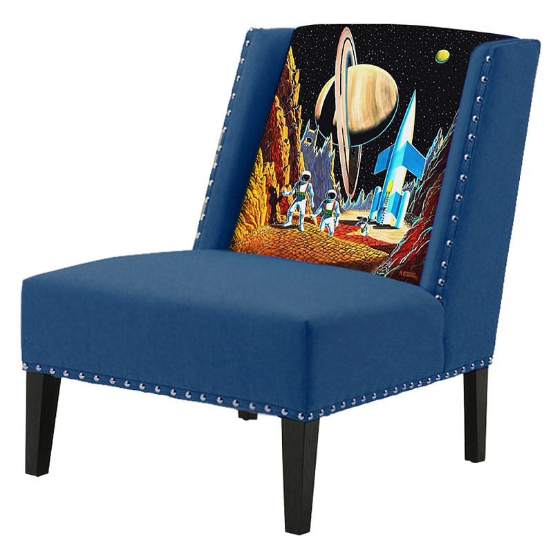 FUN Armchair Retro Futurism Dark blue Дизайнерское кресло с цветным принтом Сапфирово-синий FUN Armchair Retro Futurism Dark blue Дизайнерское кресло с цветным принтом Сапфирово-синий в Липецке | Loft Concept